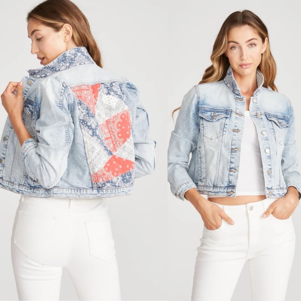 Driftwood x Free People Bandana Patchwork Trucker Jean Jacket